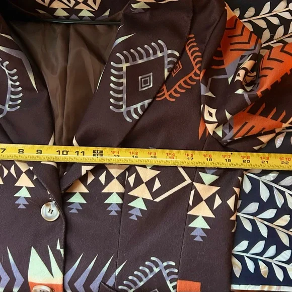 Boho Western Aztec Print Blazer‎ Jacket Southwestern Rustic Festival - Picture 10 of 10